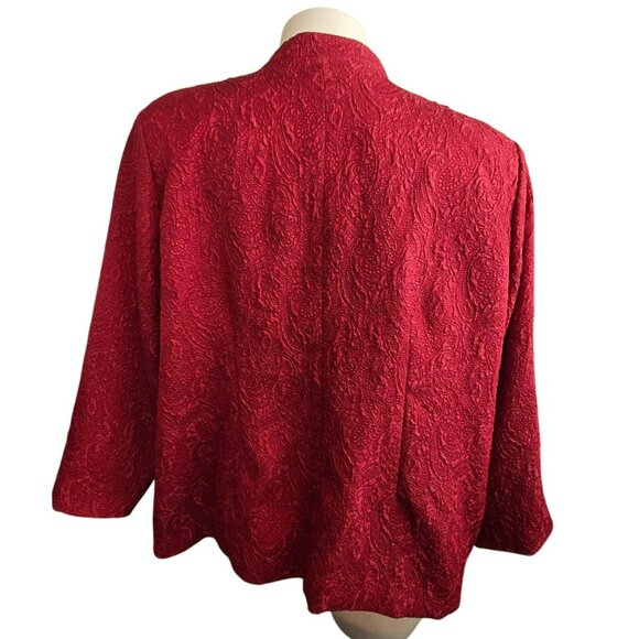 Vintage Red Mandarin Collar Jacket by Avenue with Hook Front Size 30/32 JJ4057 - Picture 7 of 9